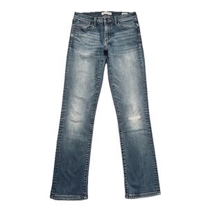 Banana Republic Straight Jeans 27 (28x29.5) Blue Distressed Stretch Denim Womens